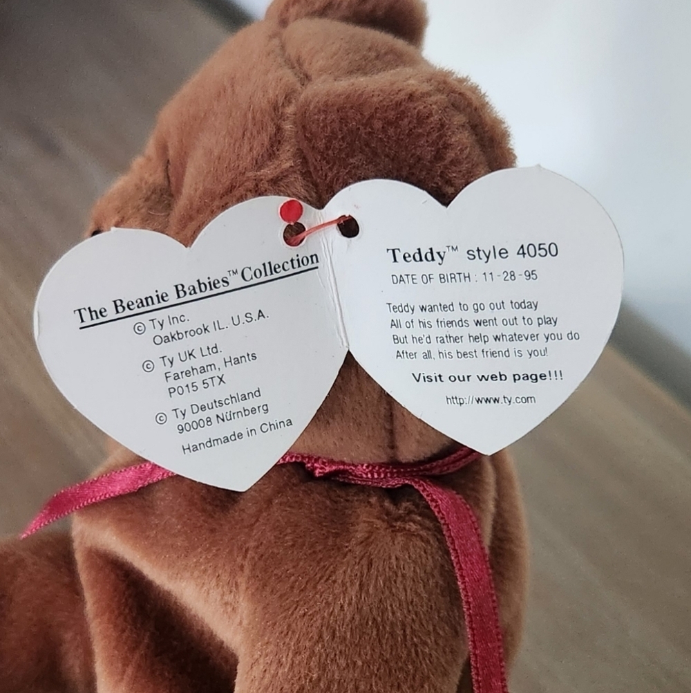 🧸 Ty Beanie Baby “Teddy” the Brown Bear – 1993 Vintage Plush, Excellent Conditi - Picture 11 of 13